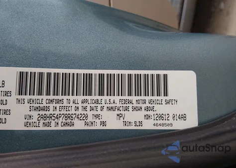 2008 Chrysler Town & Country Touring from USA, damaged, VIN 2A8HR54P78R674220
